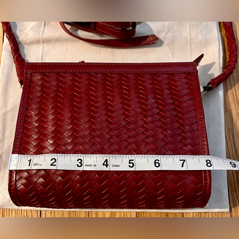 NWOT Bembien Cece Handwoven Leather Convertible Crossbody Shoulder Clutch Rouge - Picture 10 of 10